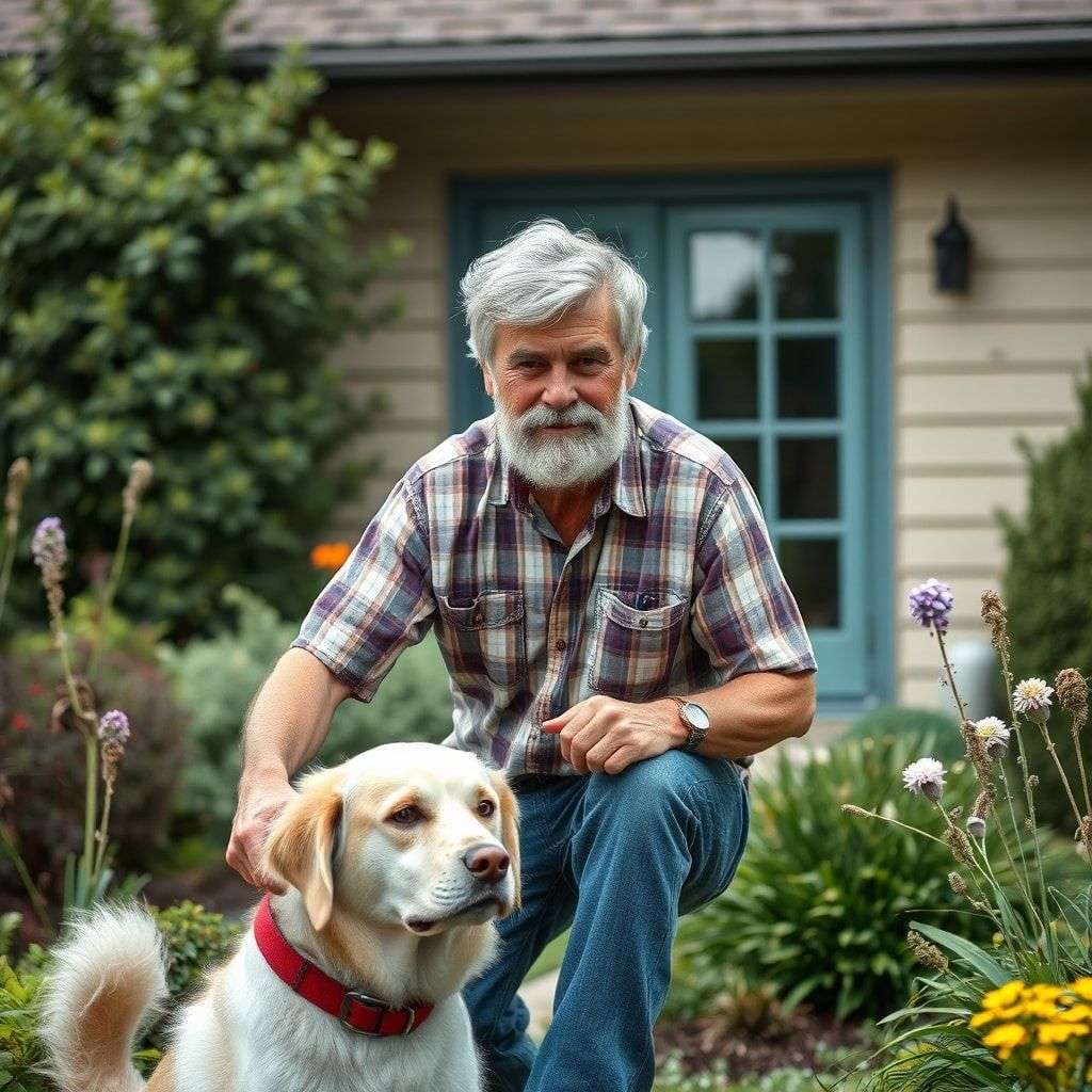 Amos Hendricks with dog