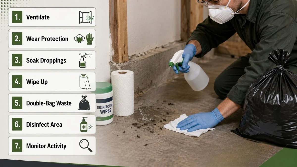 how to clean rat droppings safely